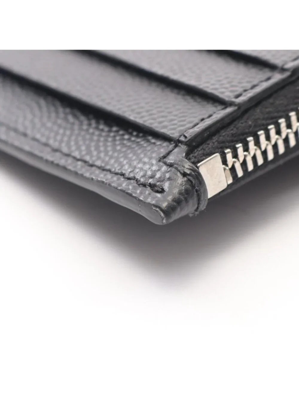 Saint Laurent Paris Coin Purse Fragment Zip Pouch Black Leather Case